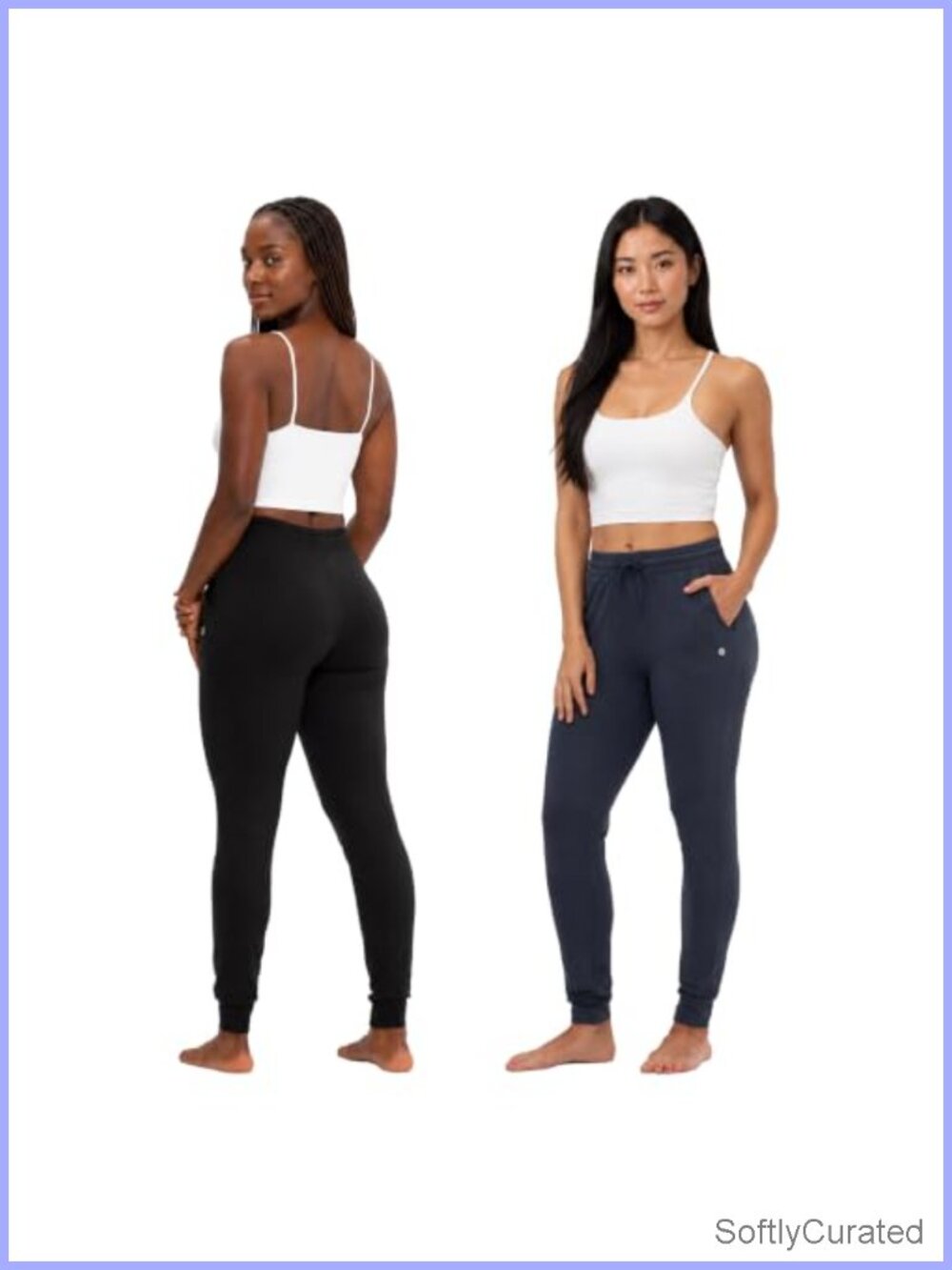 2 Pack Womens Joggers with Pockets Drawstring Sweatpants Gym Active Stretch